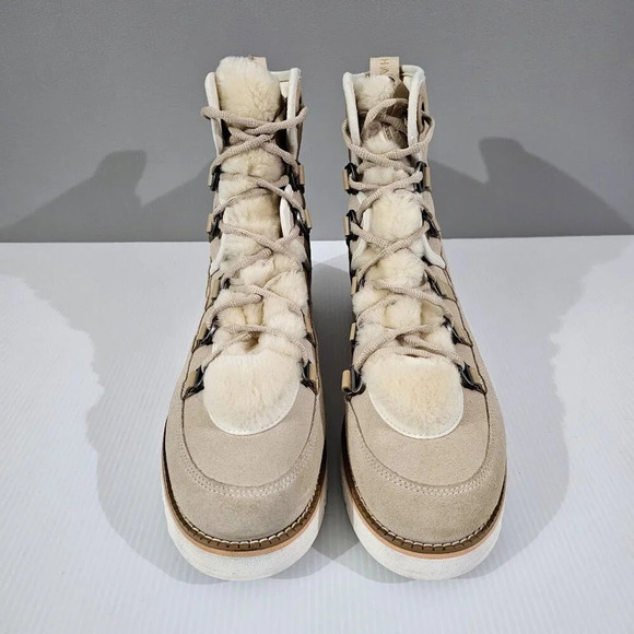 Cole Haan ZeroGrand Luxe Ankle Boot Womens 10 Ivory Suede Water Resistant Hiker - Picture 5 of 14